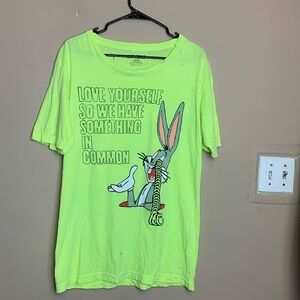 Sophodes Distressed Thrashed Bugs Bunny Love Yourself Neon T Shirt